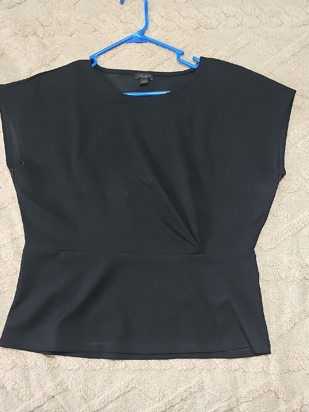Ann Taylor Black Short Sleeve Peplum Blouse